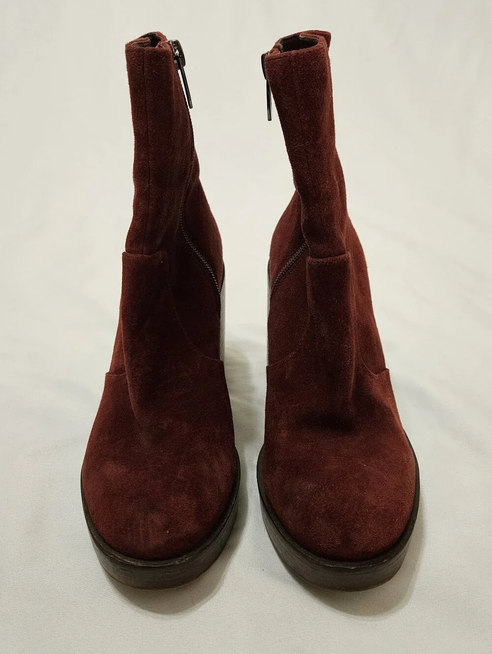 Vince Camuto Maroon Suede Block Heel Ankle Boots Womens Size 6M